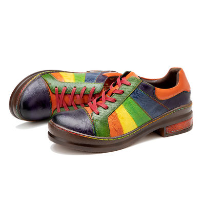 Solid Pattern Damskie buty do sukienki na zamówienie ręcznie wypolerowane Rainbow Flat