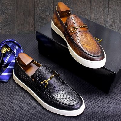 Wszystkie pory roku męskie Slip On Sneakers Prawdziwa skóra Buty płaskie łódki do wypoczynku