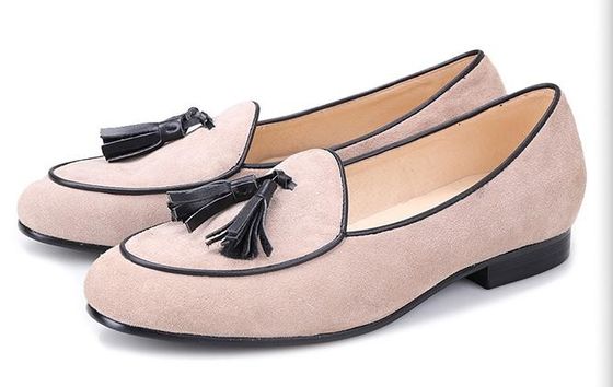 Suede Tassel męskie aksamitne kapcie, bankiet męskie aksamitne kapcie palące