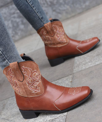 Kobietowe skórzane western cowboy buty z doskonałą wydajnością
