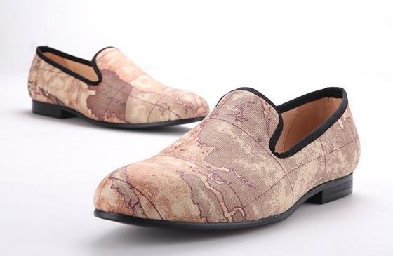 Slip On Mens Velvet Loafers Broderowane Velvet Smoking Slippers