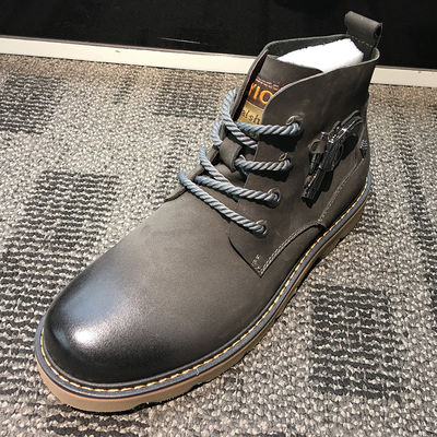 Męskie prawdziwe skórzane buty, brązowe buty w stylu Martina.