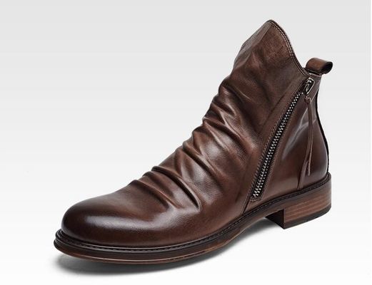 Srebrny kolor męski Slip On skórzane Sneakers Kręgłe palce wygodne Stylowe buty spacerowe