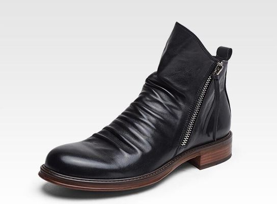 Srebrny kolor męski Slip On skórzane Sneakers Kręgłe palce wygodne Stylowe buty spacerowe