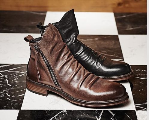 Srebrny kolor męski Slip On skórzane Sneakers Kręgłe palce wygodne Stylowe buty spacerowe