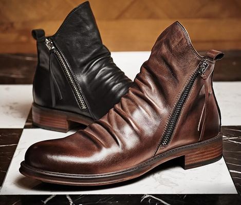 Srebrny kolor męski Slip On skórzane Sneakers Kręgłe palce wygodne Stylowe buty spacerowe