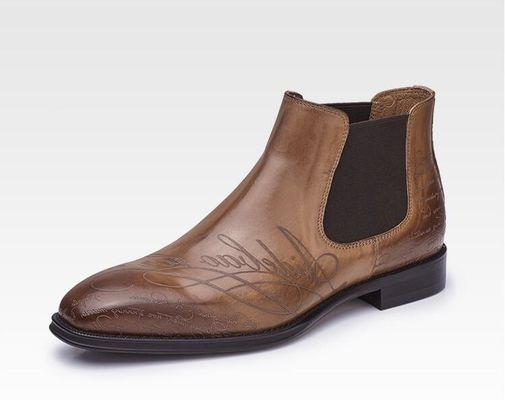 Formal Casual Mens Ankle Boots Round Toe Leather Men Lace Up Zipper