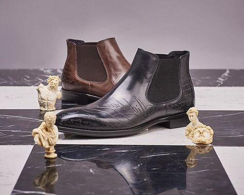 Formal Casual Mens Ankle Boots Round Toe Leather Men Lace Up Zipper