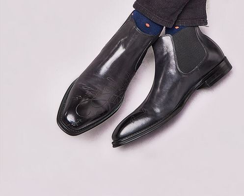 Formal Casual Mens Ankle Boots Round Toe Leather Men Lace Up Zipper