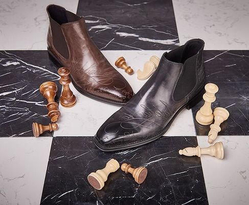 Formal Casual Mens Ankle Boots Round Toe Leather Men Lace Up Zipper