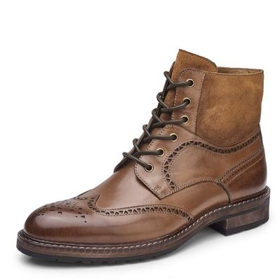 Wąskie buty męskie, brązowe, skórzane, buty Chelsea, skórzane, sznurówki, buty do kostki, na imprezę.