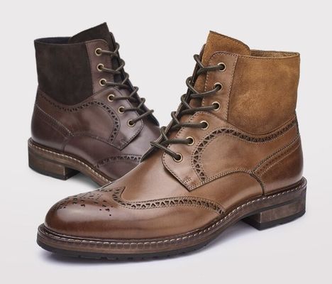 Wąskie buty męskie, brązowe, skórzane, buty Chelsea, skórzane, sznurówki, buty do kostki, na imprezę.