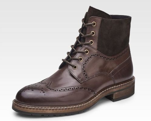 Wąskie buty męskie, brązowe, skórzane, buty Chelsea, skórzane, sznurówki, buty do kostki, na imprezę.