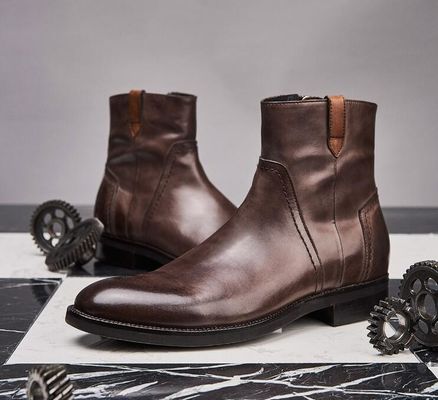 Brytyjskie rzeźbione męskie buty z kostkami, szczytowe buty w stylu Brogue, buty Chelsea