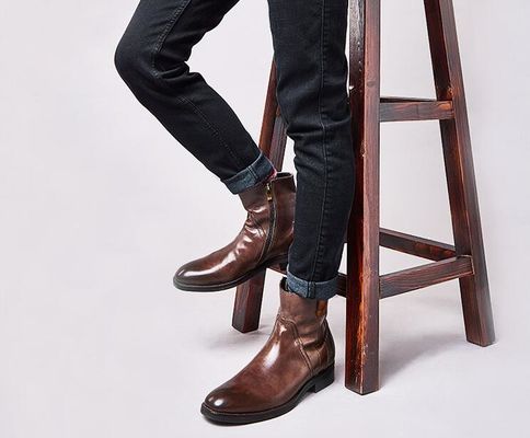 Brytyjskie rzeźbione męskie buty z kostkami, szczytowe buty w stylu Brogue, buty Chelsea