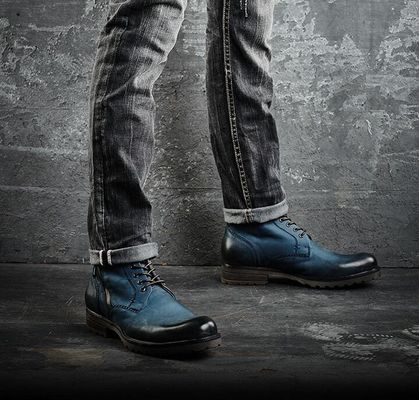 Męskie buty ze skórzanej sukienki, prawdziwe skórzane buty z kowbojem.