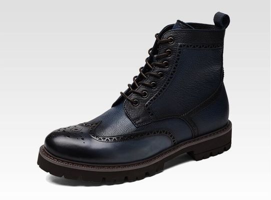 Czarny / brązowy męski skórzany brogue buty kostkowe o ostrym palcu stylu mody