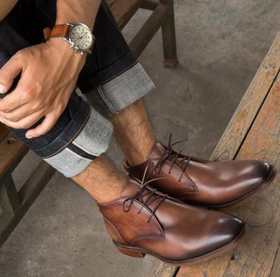 Chukka Suede Skóra Mężczyźni Skóra Casual Buty Brązowe Mężczyźni Sznurówki Do Buty