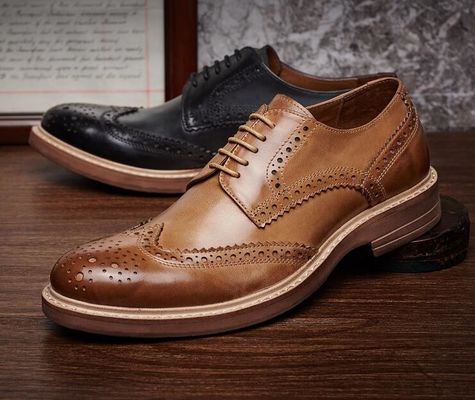 Ręcznie wypalone męskie buty skórzane, na zamówienie męskie, brązowe buty z sznurówkami.