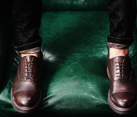 Tkanie formalne męskie skóry buty eleganckie Goodyear Welted buty z dwoma palcami