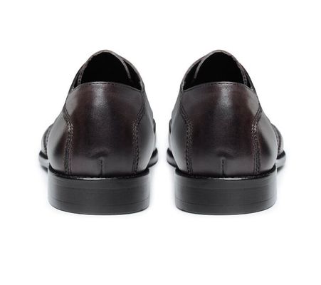 Włoskie ręcznie wykonane buty Oxford, pełnoziarnista skóra męska, brązowe buty formalne