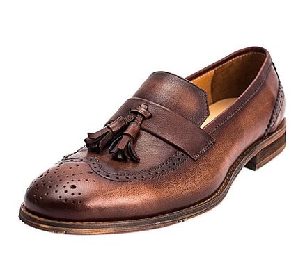 Wiosna / Jesień Brązowe męskie skórzane buty do imprezy