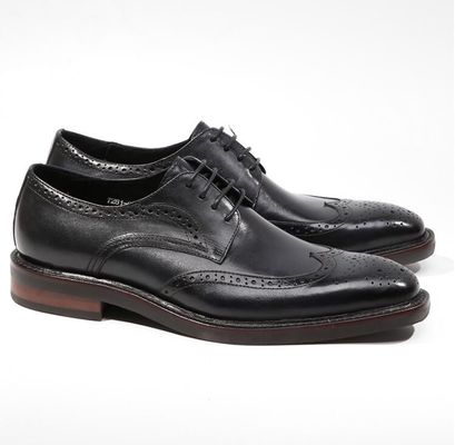 Derby Style Męskie Brązowe Sznurówki Buty Płaskie Męskie Skórzane Sznurówki