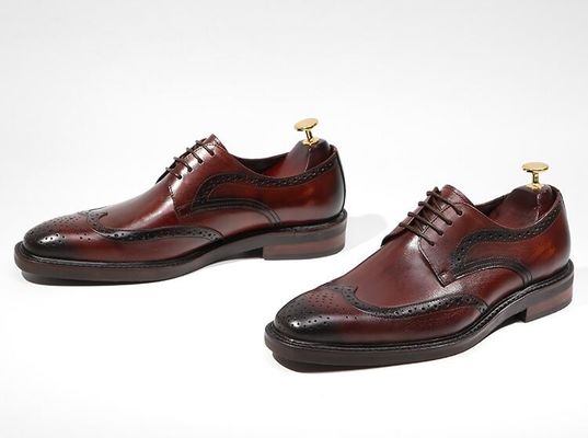 Derby Style Męskie Brązowe Sznurówki Buty Płaskie Męskie Skórzane Sznurówki