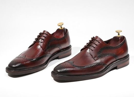 Derby Style Męskie Brązowe Sznurówki Buty Płaskie Męskie Skórzane Sznurówki