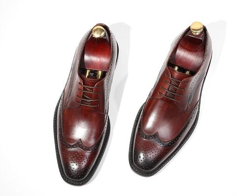 Derby Style Męskie Brązowe Sznurówki Buty Płaskie Męskie Skórzane Sznurówki