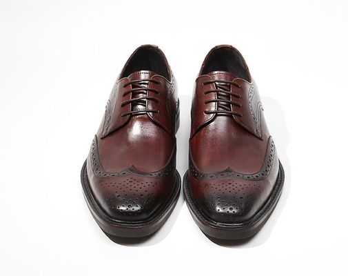 Derby Style Męskie Brązowe Sznurówki Buty Płaskie Męskie Skórzane Sznurówki