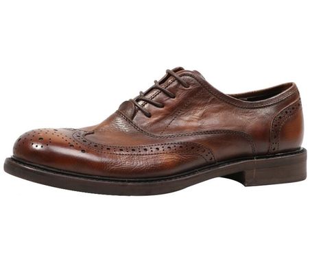 Markowe męskie buty ze skóry, buty z palcem na palcu, Oxford Brown, buty ze sznurówką