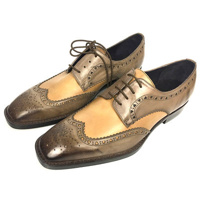 Mężczyźni podwójna suknia mnich buty brogue szczegółowe w woskowej skóry wykończenie