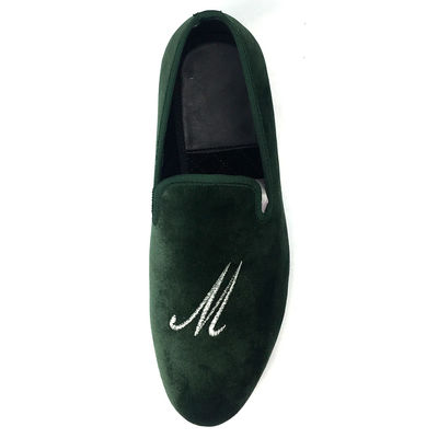 Luxury Green Mens Velvet Loafers Ręcznie wykonane Velvet Slip On Loafers