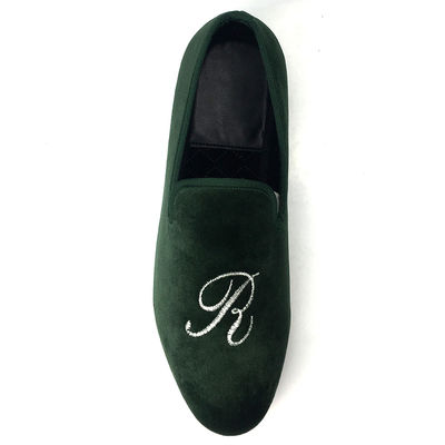 Luxury Green Mens Velvet Loafers Ręcznie wykonane Velvet Slip On Loafers