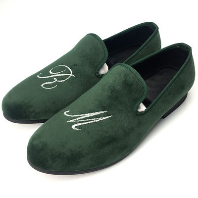 Luxury Green Mens Velvet Loafers Ręcznie wykonane Velvet Slip On Loafers