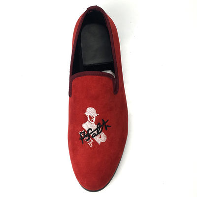 Czerwone buty męskie z aksamitem