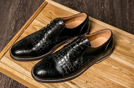 Buty z skóry krokodyla Patina dla mężczyzn, Brogue Wingtips Egzotyczne buty męskie ze skóry