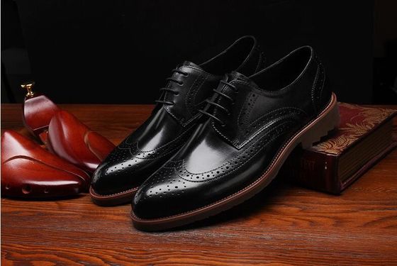 Klasyczny styl Derby Czarne buty, retro męskie buty, buty Oxford.