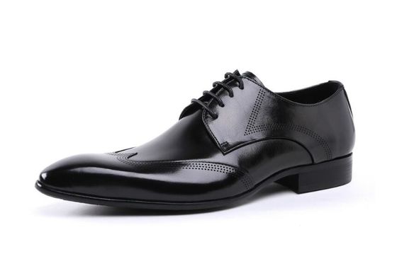 Niestandardowy Brogue Brązowy Brush Off Skórzane Buty Wygodna suknia dla mężczyzn