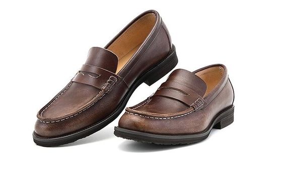 Oddychające męskie brązowe buty, prawdziwe skórzane buty.