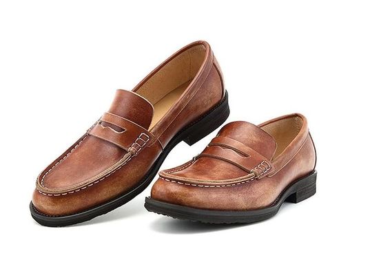 Oddychające męskie brązowe buty, prawdziwe skórzane buty.