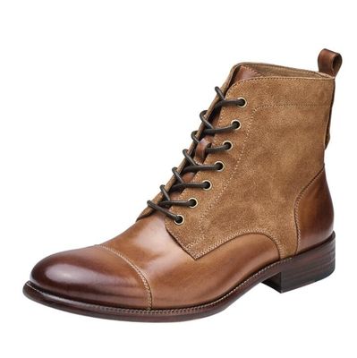 Wytrzymała moda Kolorowa skóra zimowa męska Styl wojskowy Buty wodoodporne