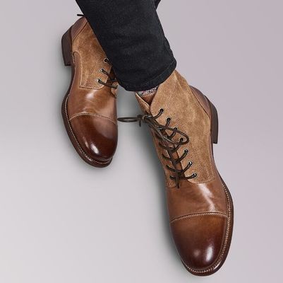 Wytrzymała moda Kolorowa skóra zimowa męska Styl wojskowy Buty wodoodporne