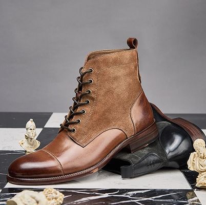 Wytrzymała moda Kolorowa skóra zimowa męska Styl wojskowy Buty wodoodporne