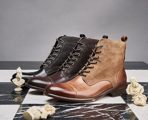Wytrzymała moda Kolorowa skóra zimowa męska Styl wojskowy Buty wodoodporne