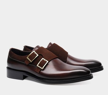 Oddychające męskie buty do sukienki, odporne na noszenie, ręcznie wykonane buty z podwójnymi pasami