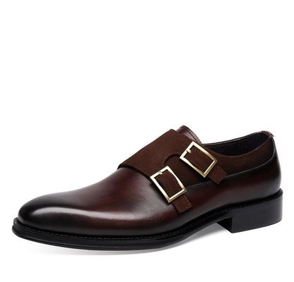 Oddychające męskie buty do sukienki, odporne na noszenie, ręcznie wykonane buty z podwójnymi pasami