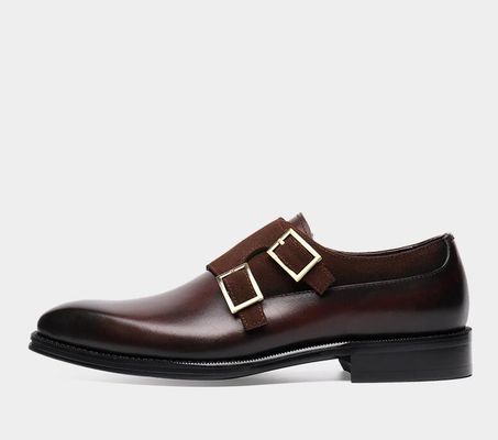Oddychające męskie buty do sukienki, odporne na noszenie, ręcznie wykonane buty z podwójnymi pasami