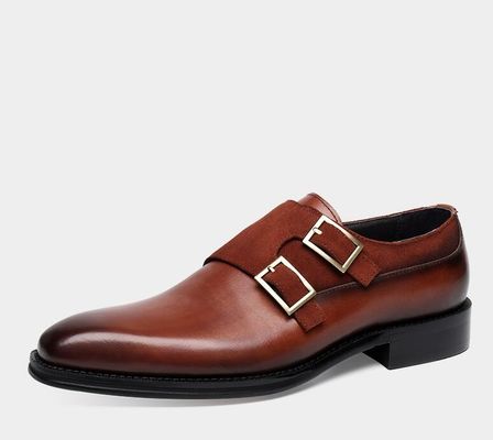 Oddychające męskie buty do sukienki, odporne na noszenie, ręcznie wykonane buty z podwójnymi pasami